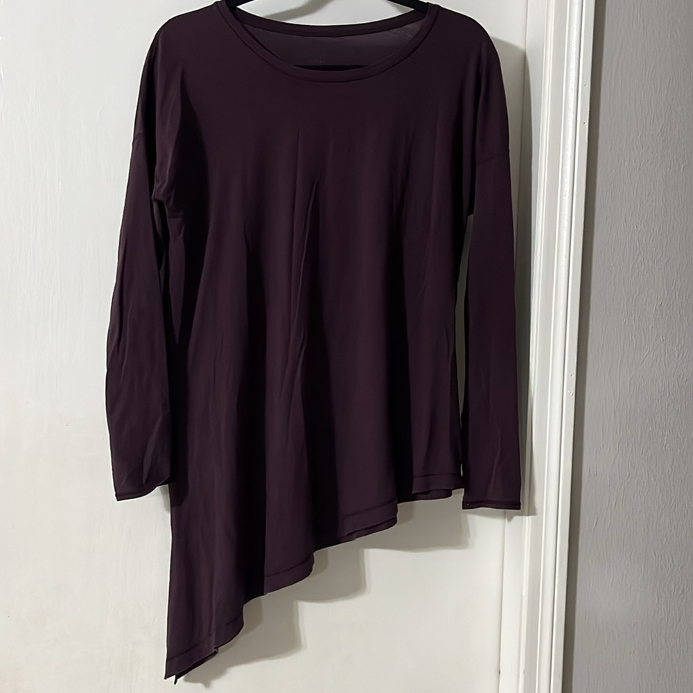 Lululemon Shirt Long Sleeve Women's To The Point Pima Purple Asymmetric - Picture 7 of 10